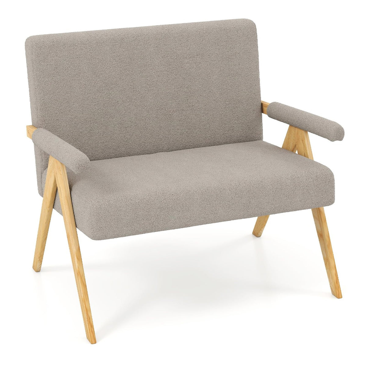 Annika 47" Sherpa Loveseat with Solid Wood Frame, Gray