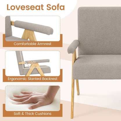 Annika 47" Sherpa Loveseat with Solid Wood Frame, Gray