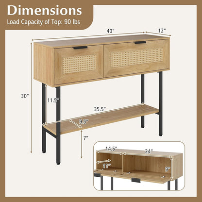 Lara rattan console table dimensions 40 x 12 x 30 inches