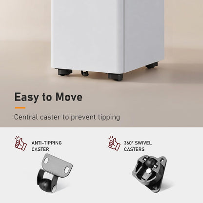 Center anti-tip caster and 360 degree swivel casters