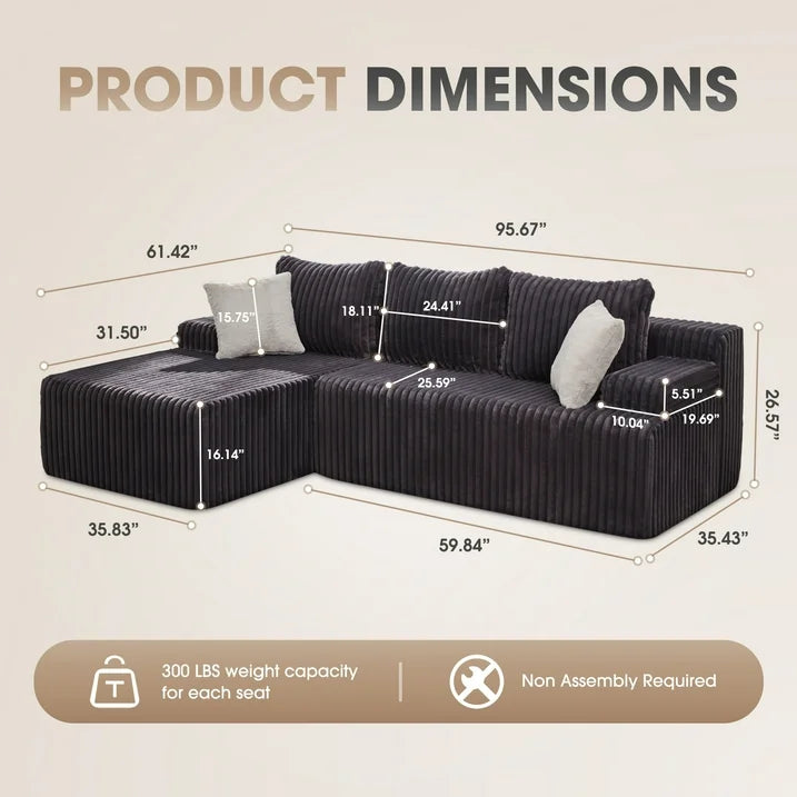 Modular 2 L-shaped Sectional Sofa