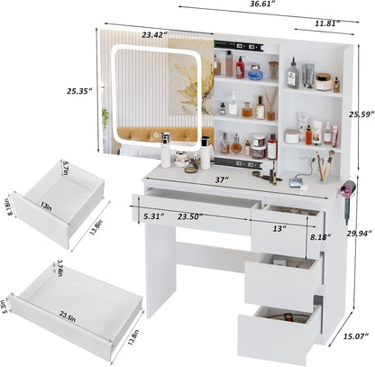 Make Up Vanity Desk with Charging Station - Canva Home