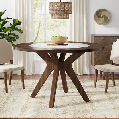 Clark Round Rustic Farmhouse Dining Table For 4