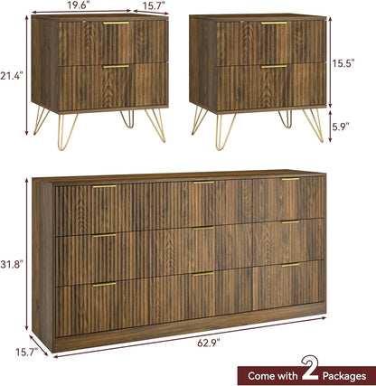 9 Drawer Dresser and Nightstand Sets for Bedroom