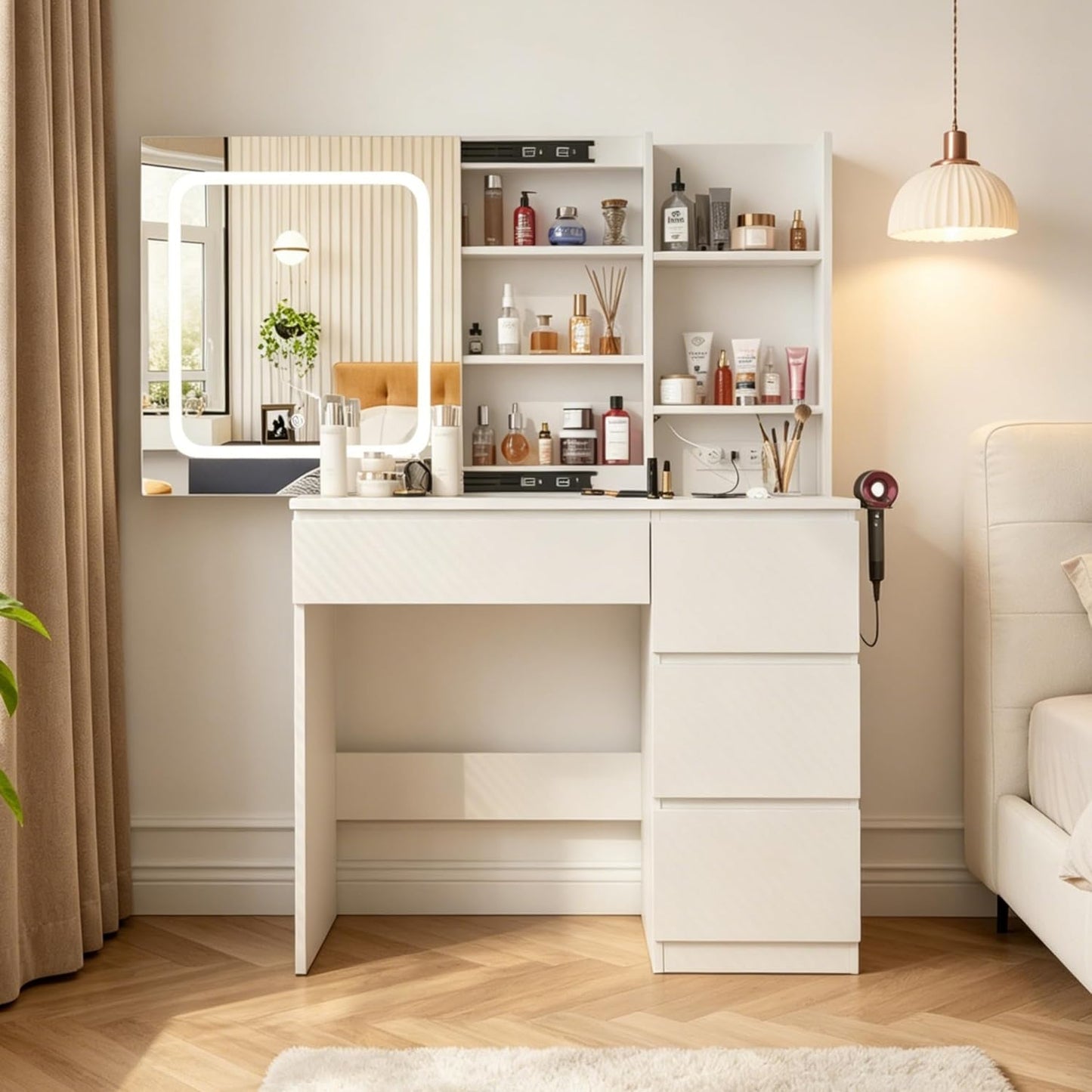 Make Up Vanity Desk with Charging Station - Canva Home
