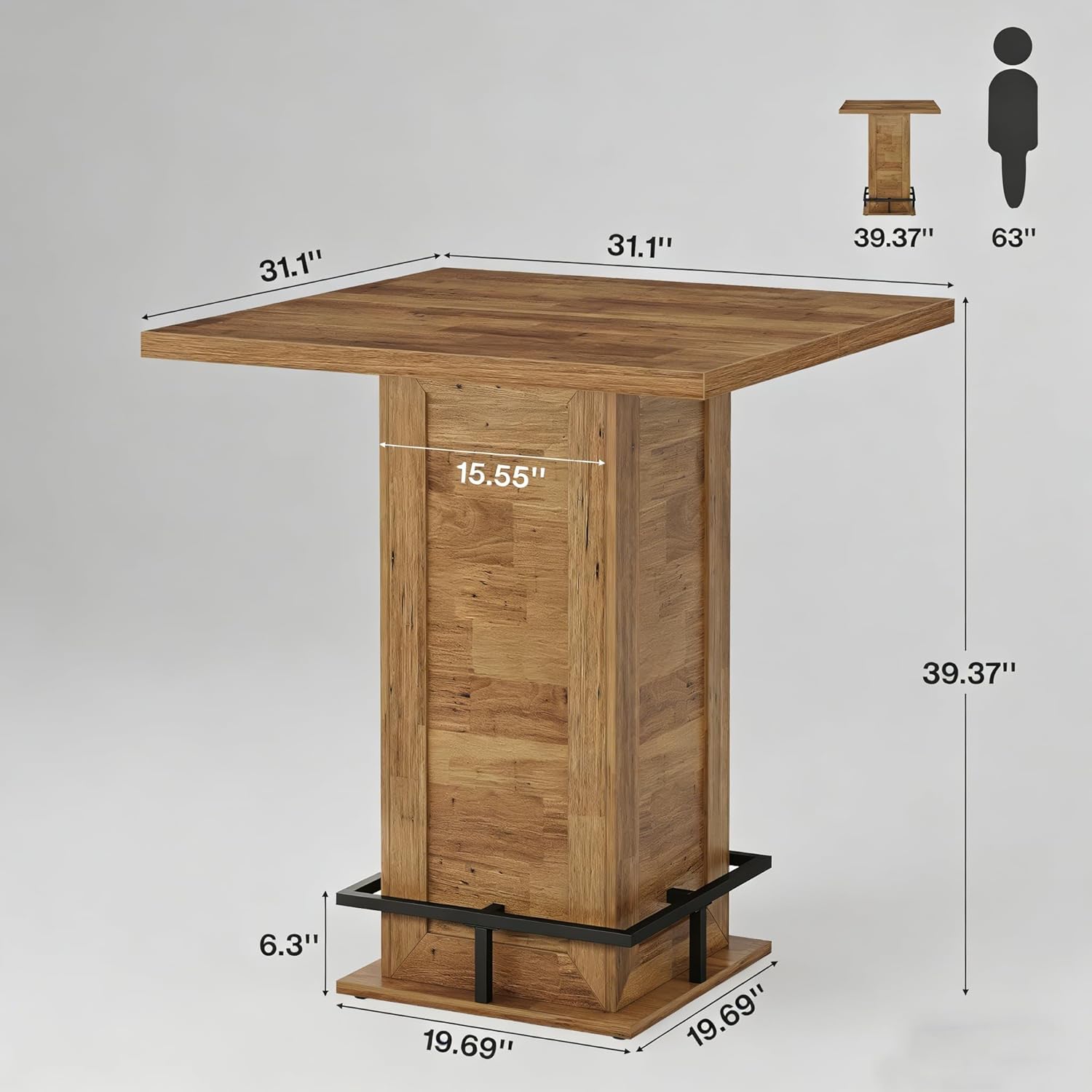 39.4" H Counter Height Pub Table - Canva Home