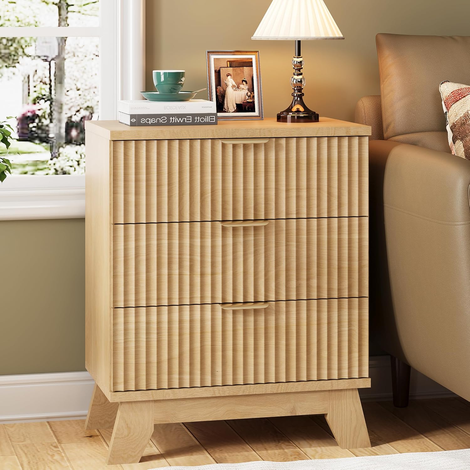 24" Wide Side Table with 3 Large Storage Drawers - Canva Home