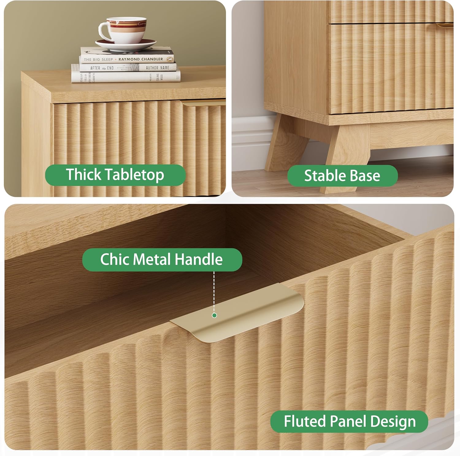 24" Wide Side Table with 3 Large Storage Drawers - Canva Home
