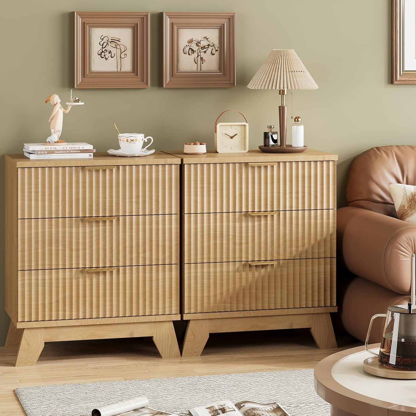 24" Wide Side Table with 3 Large Storage Drawers - Canva Home