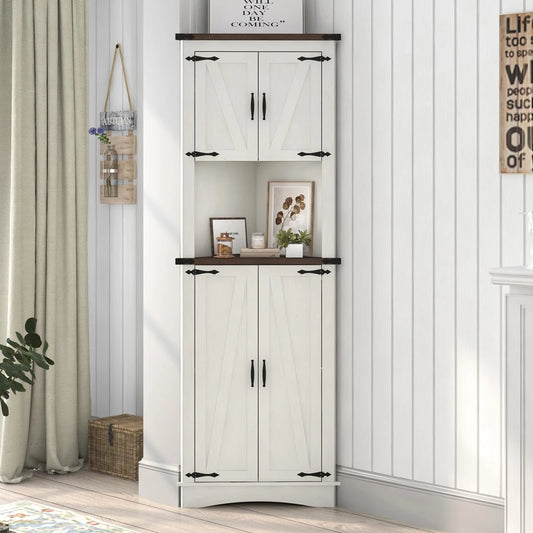 Denis Tall Corner Kitchen Pantry Cabinet Canva Home