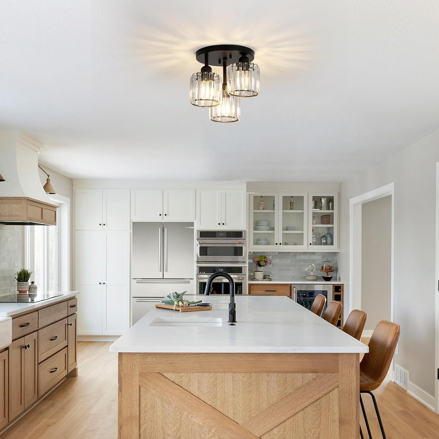 Crystal Semi Flush Mount Ceiling Light - Canva Home