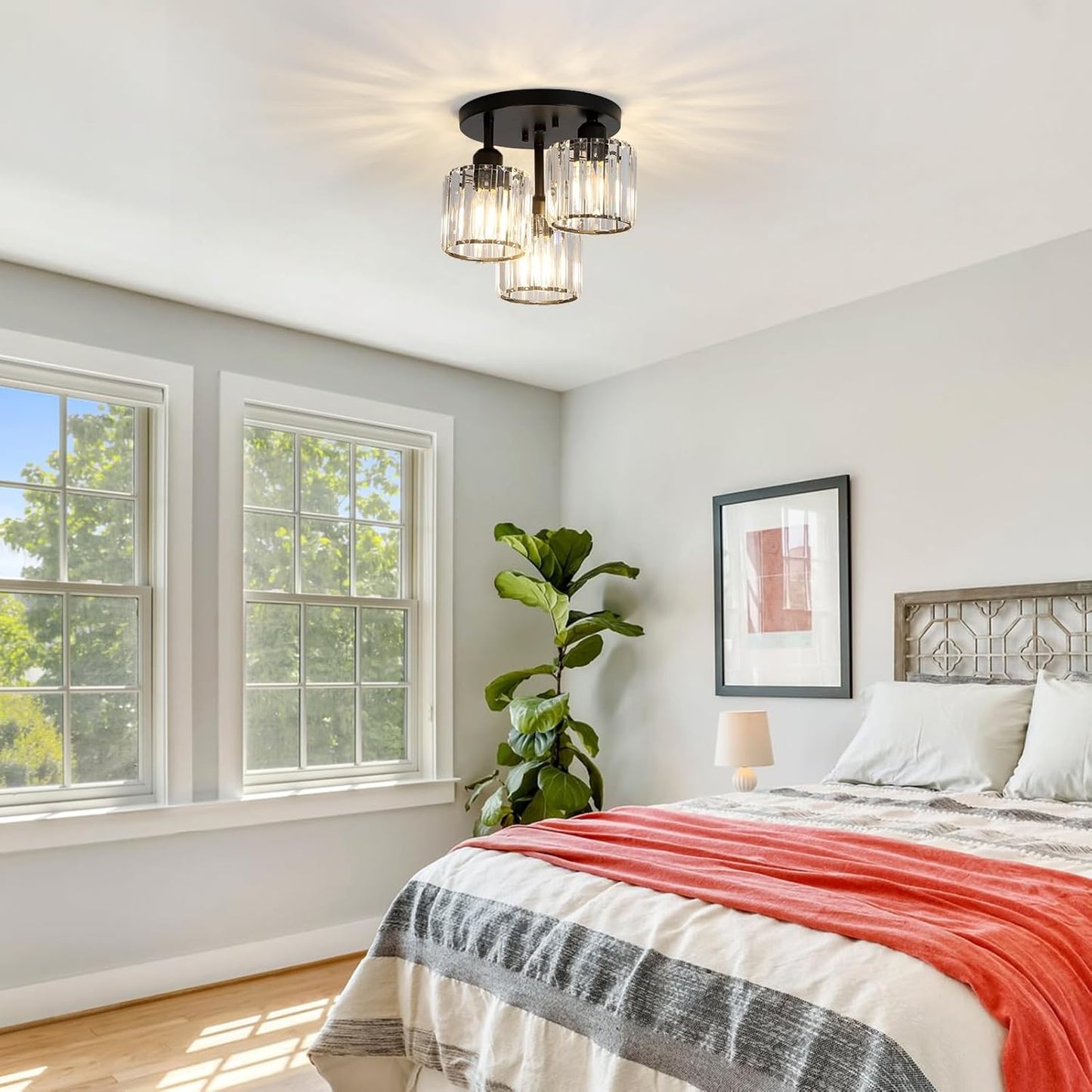 Crystal Semi Flush Mount Ceiling Light - Canva Home