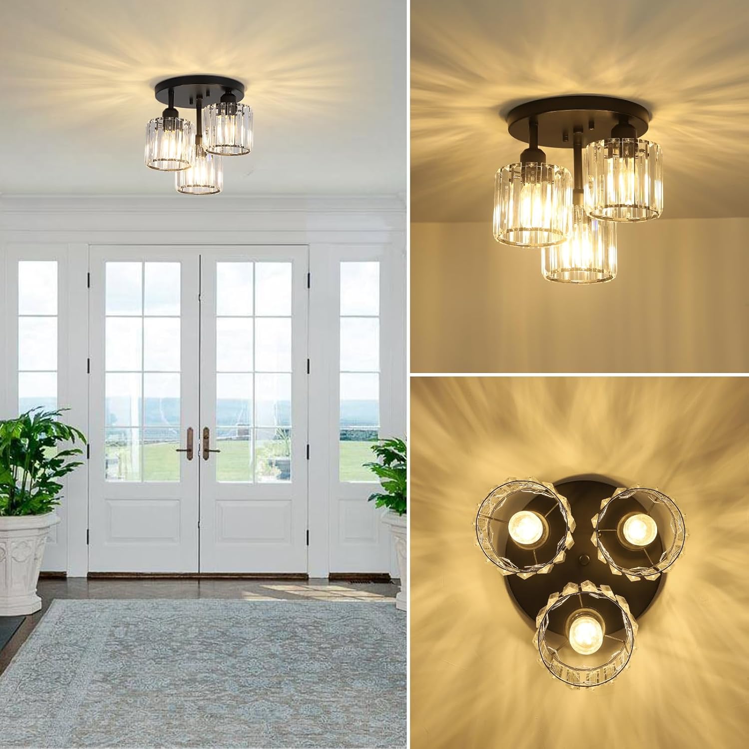 Crystal Semi Flush Mount Ceiling Light - Canva Home
