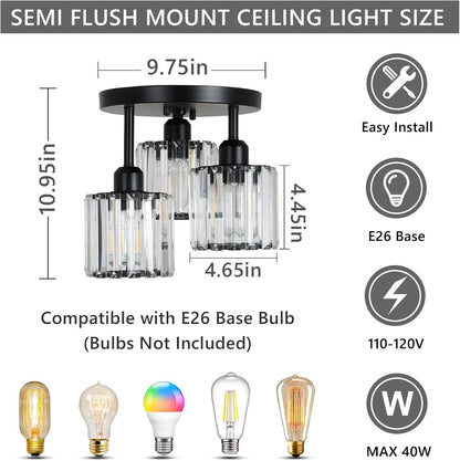 Crystal Semi Flush Mount Ceiling Light - Canva Home