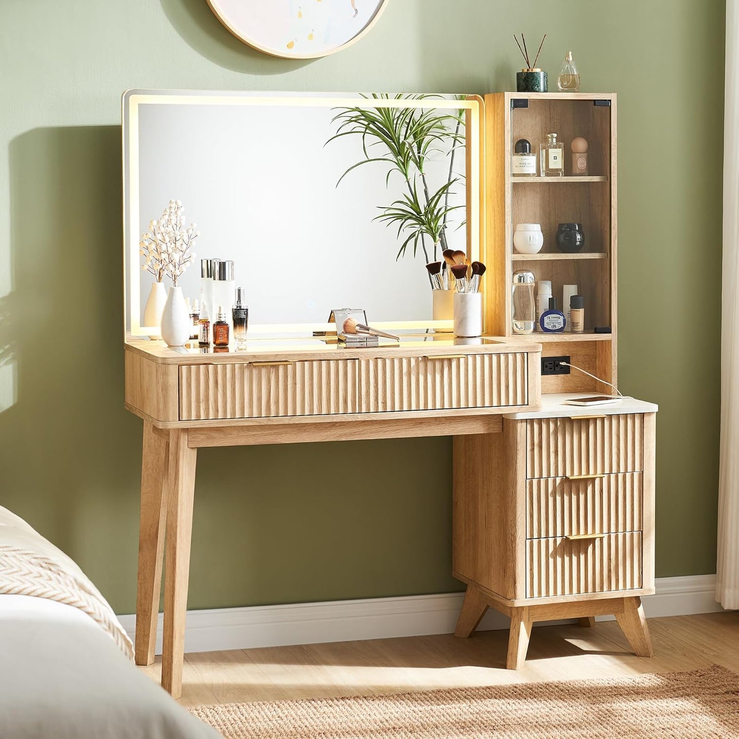 48" Fluted Makeup Vanity Desk - Canva Home