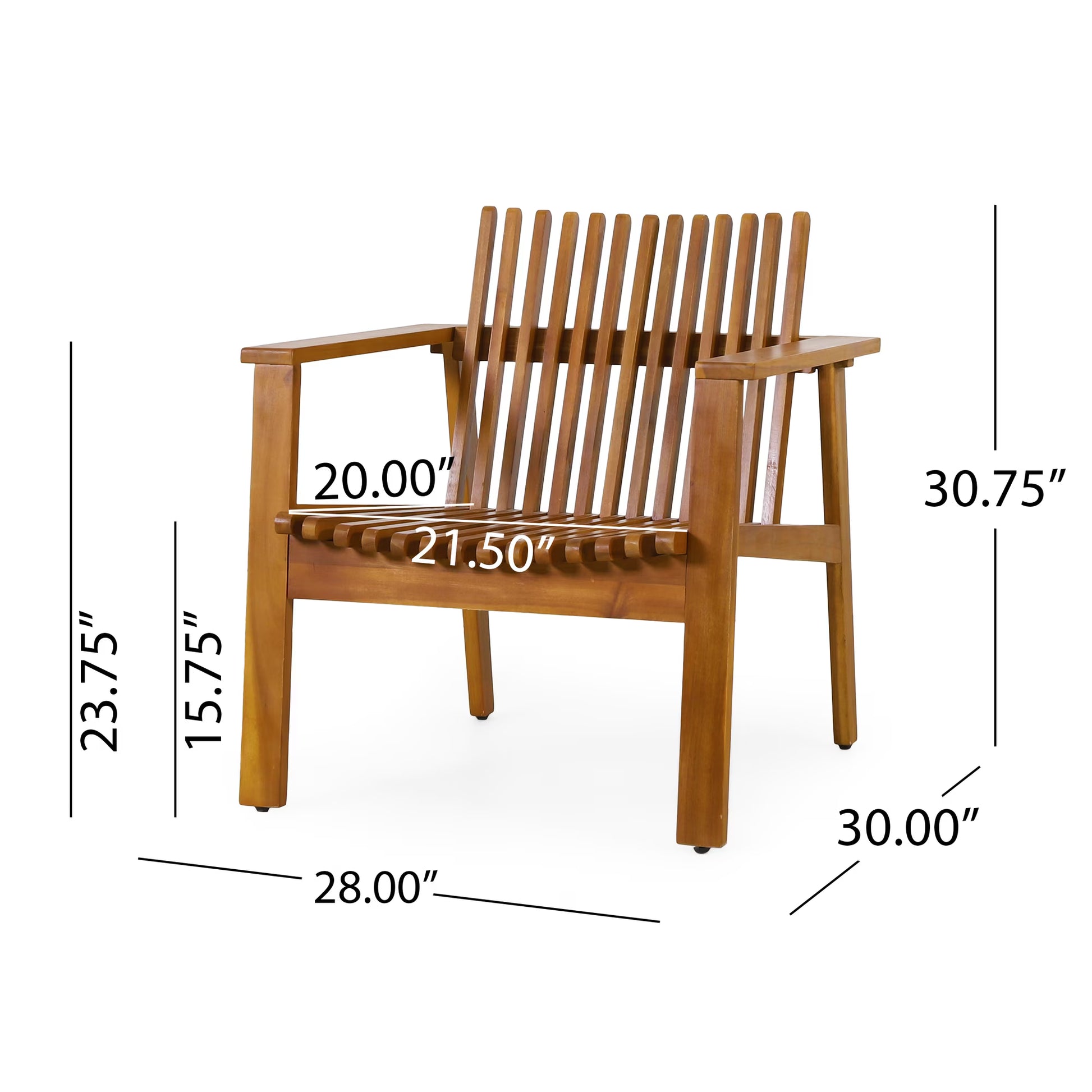 Outdoor Acacia Wood Slatted Club Chairs - Canva Home