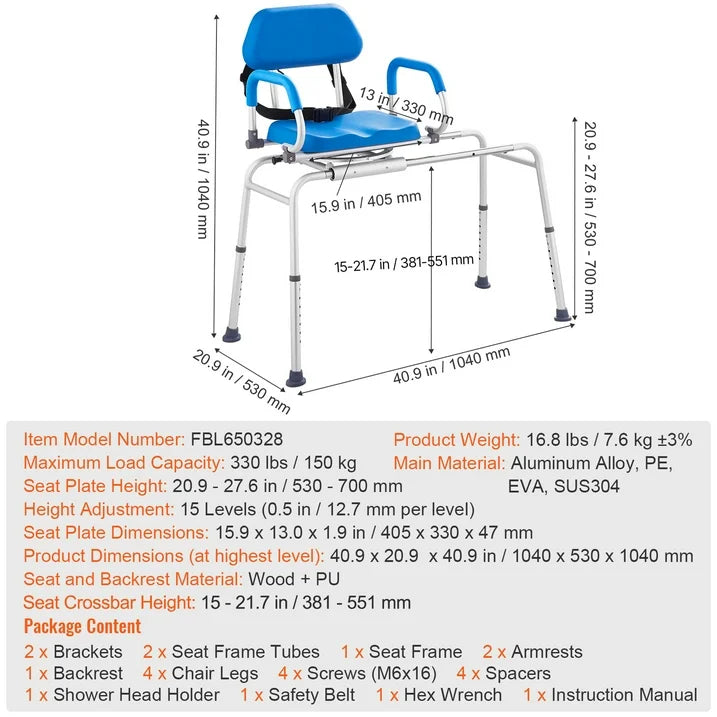 Senior Sliding Transfer Shower Bench 