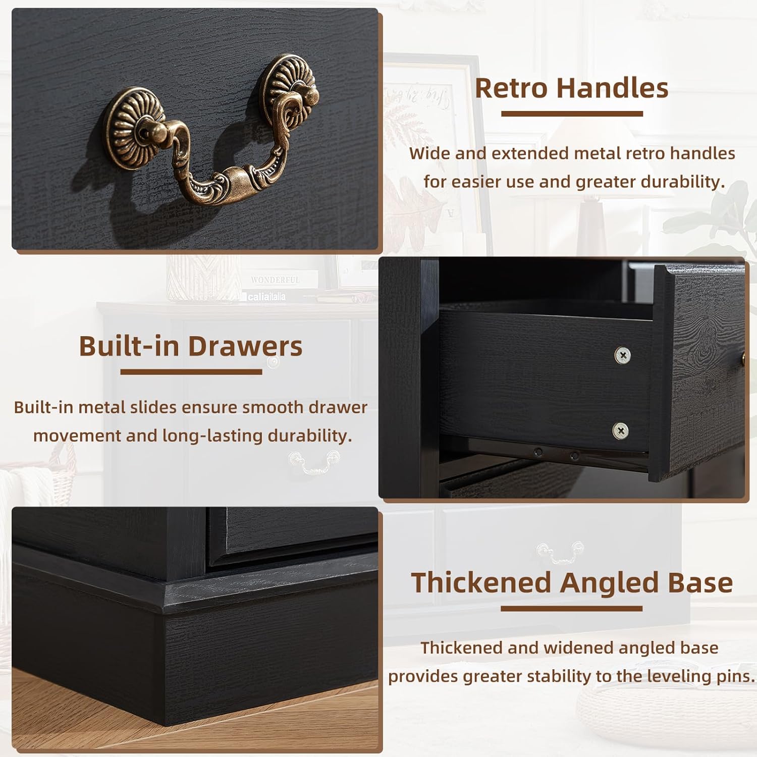 Farmhouse Dressers & Night Stand Set of 4,54" Wide 7 Drawer Dresser - Canva Home