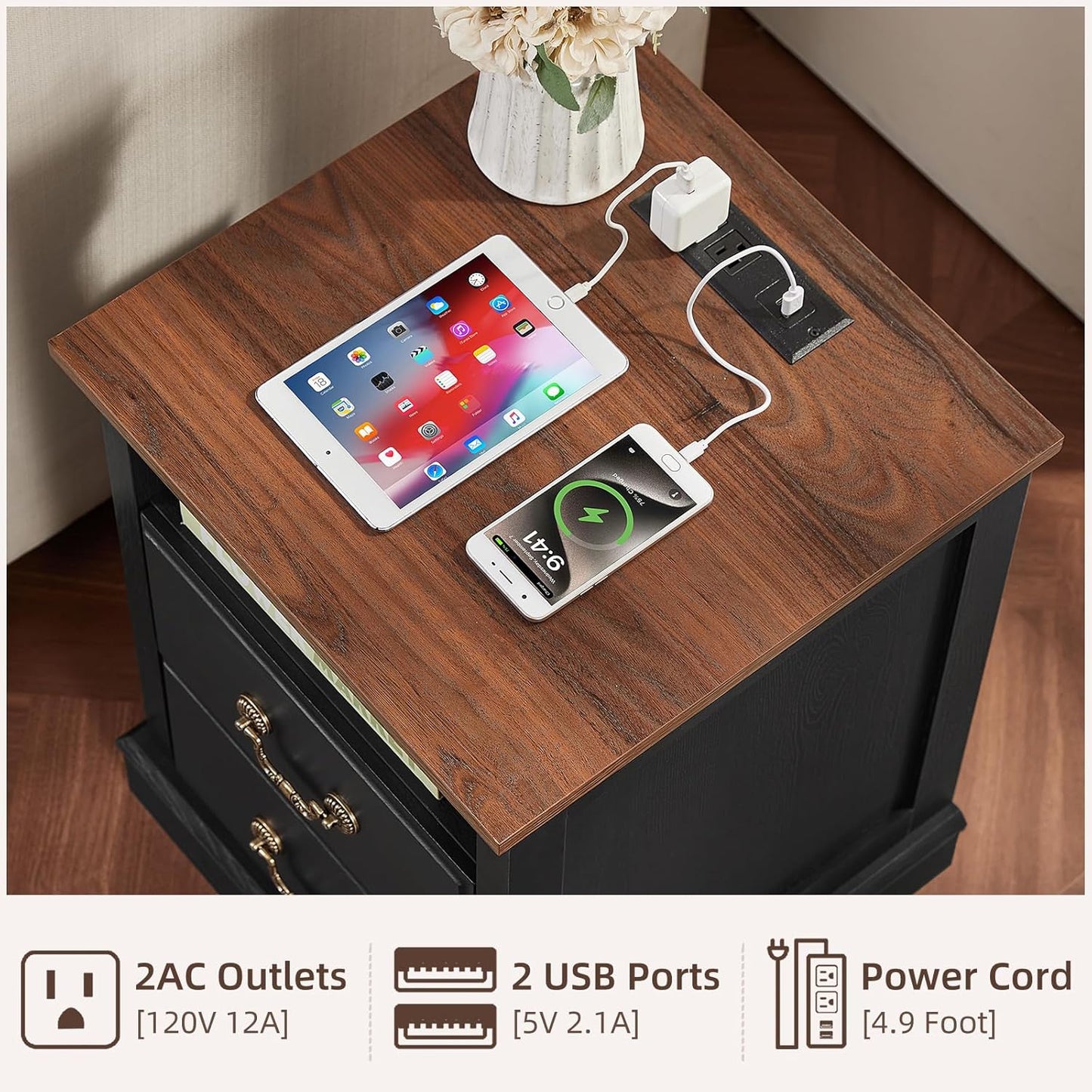Farmhouse Dressers & Night Stand Set of 4,54" Wide 7 Drawer Dresser - Canva Home