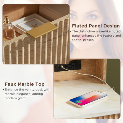48" Fluted Makeup Vanity Desk - Canva Home