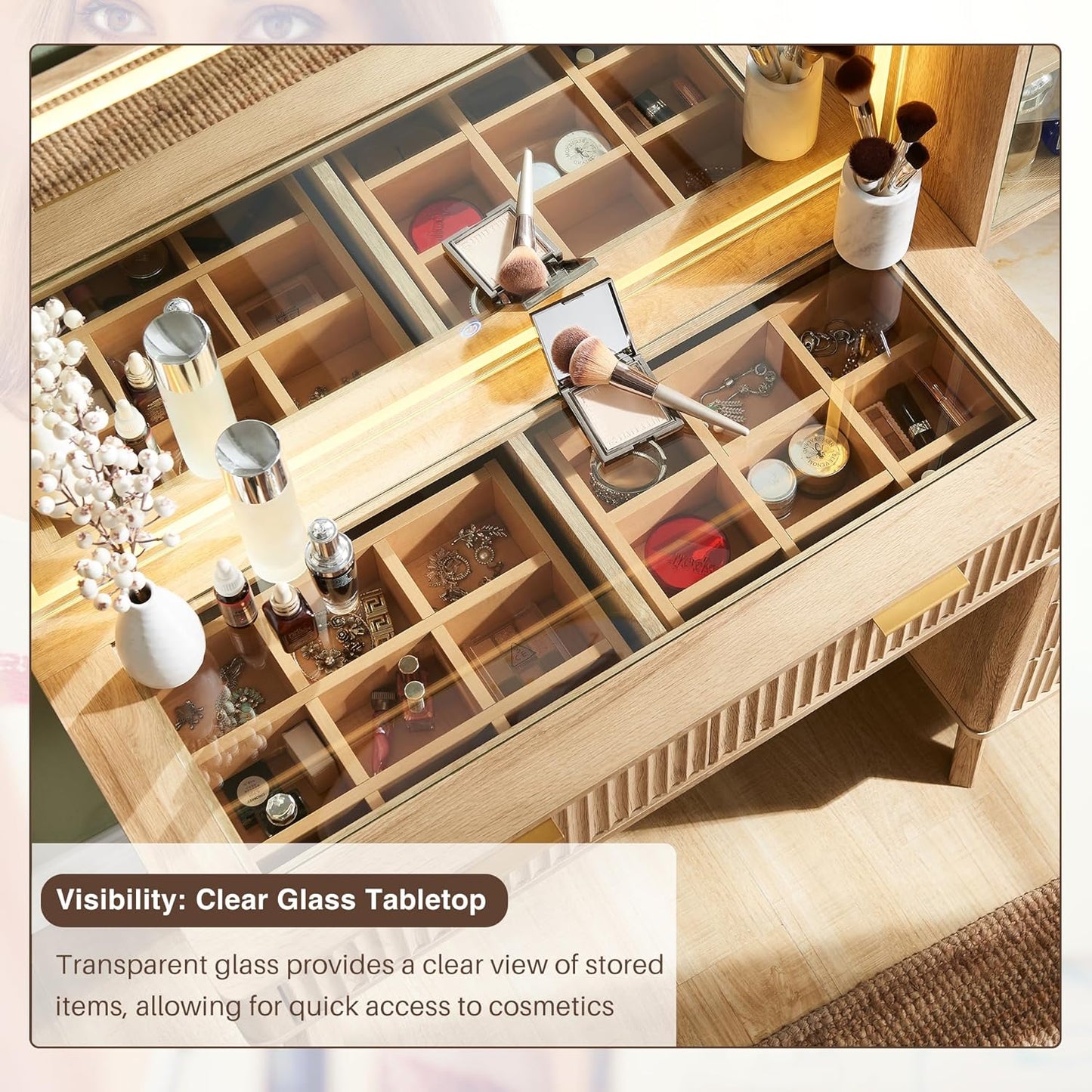48" Fluted Makeup Vanity Desk - Canva Home