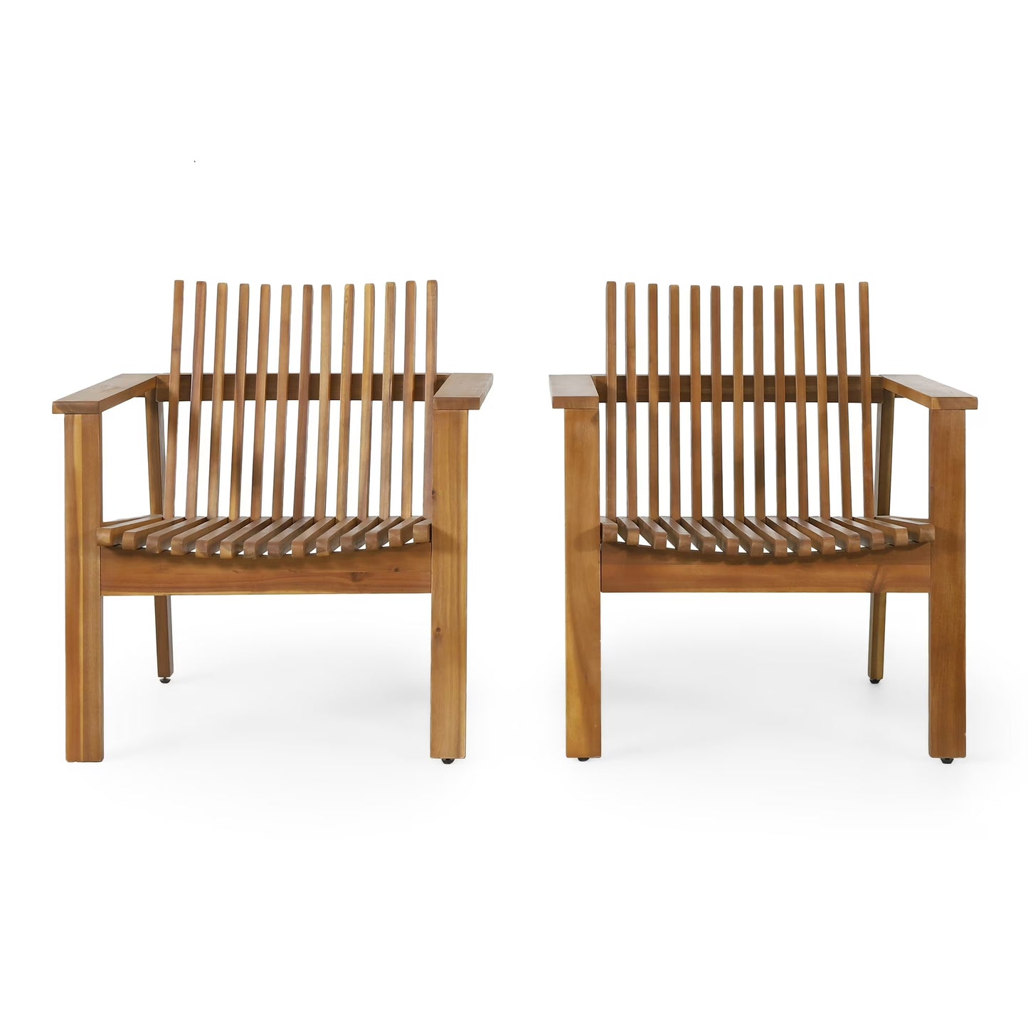 Outdoor Acacia Wood Slatted Club Chairs - Canva Home