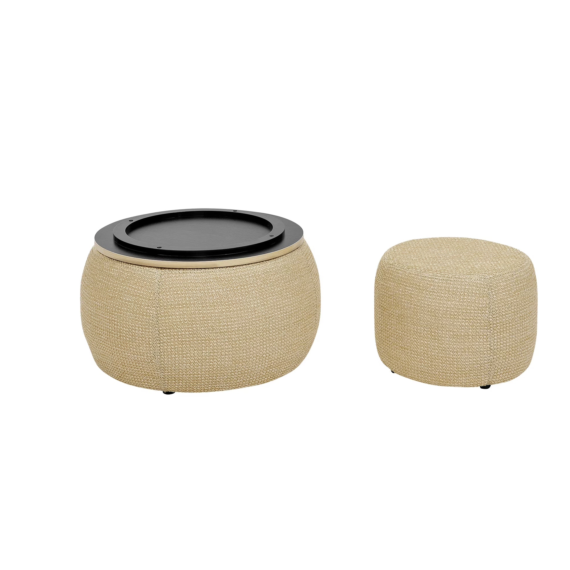 Ara 2pc Round Storage Ottoman Set - Canva Home