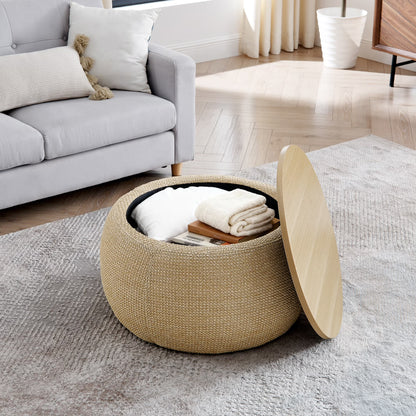 Ara 2pc Round Storage Ottoman Set - Canva Home