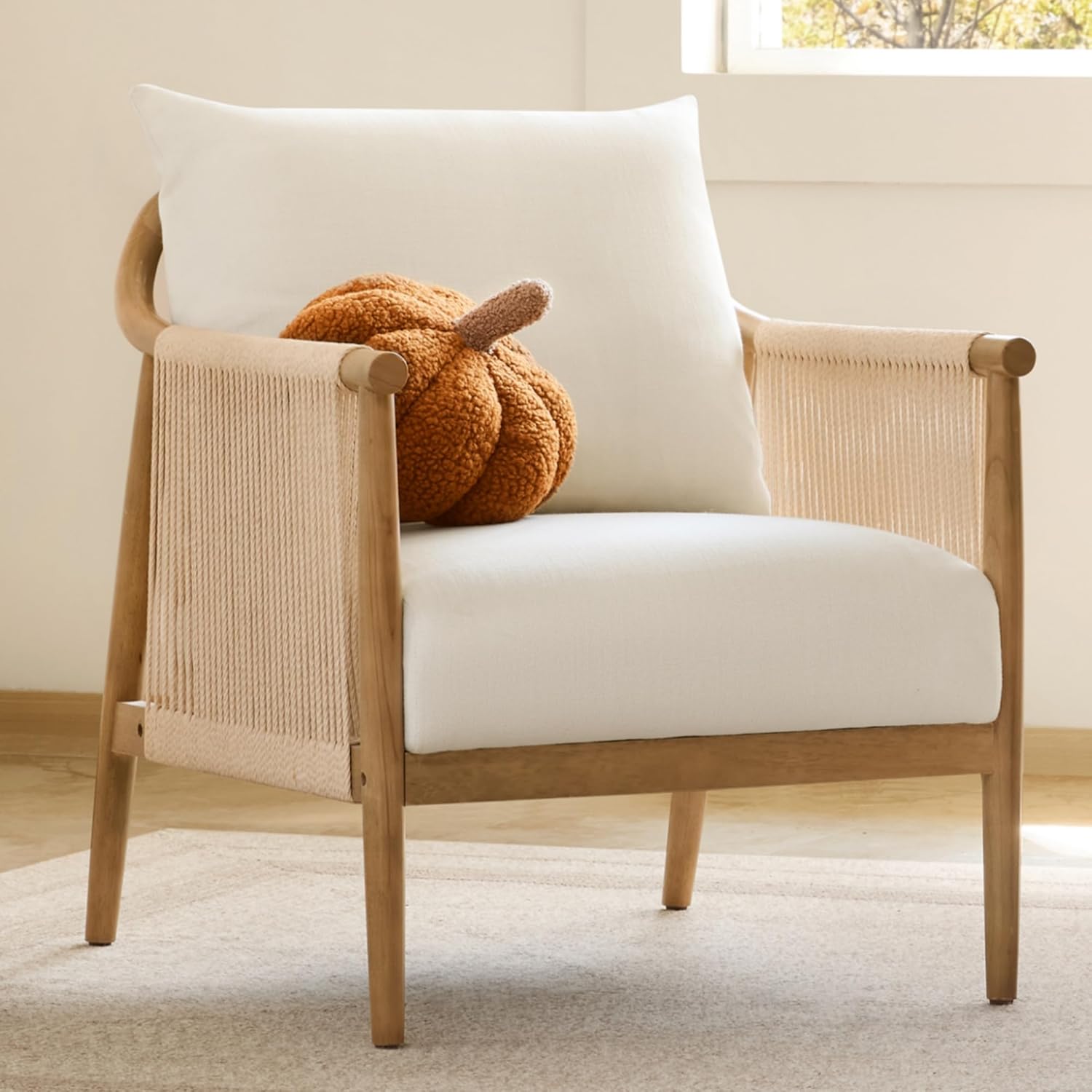Modern Armchair with Solid Wooden Armrest - Canva Home
