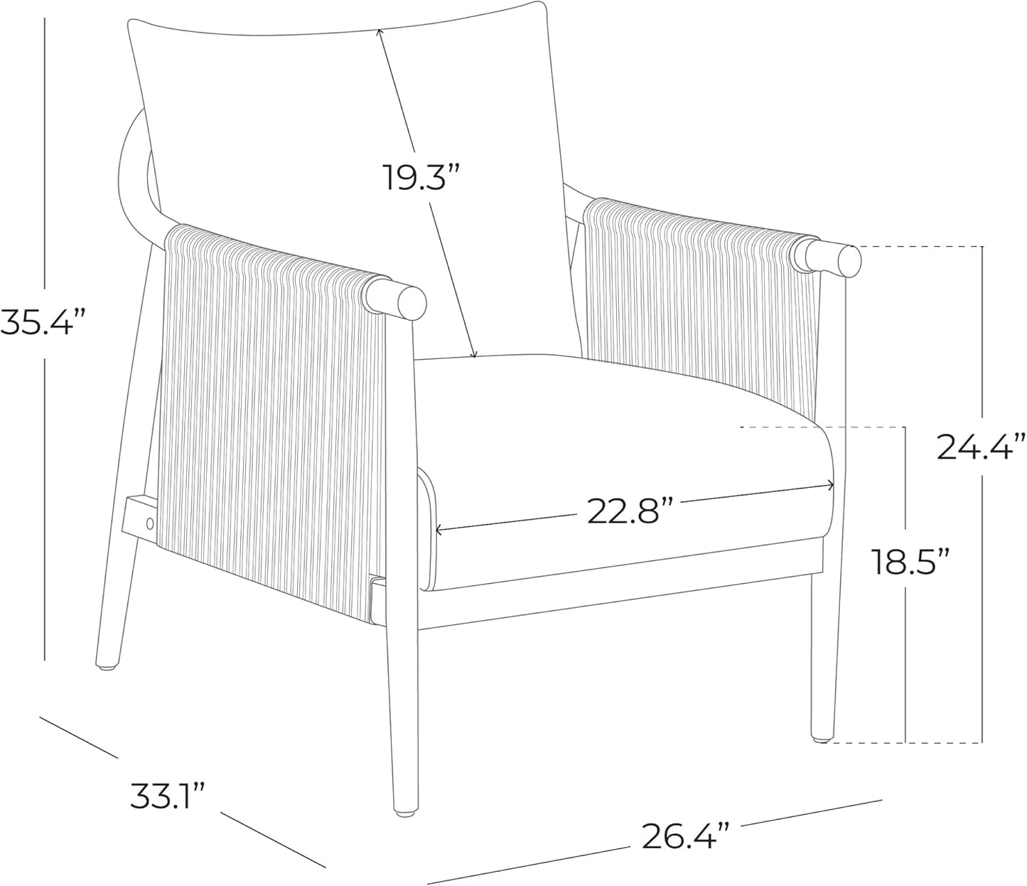 Modern Armchair with Solid Wooden Armrest - Canva Home