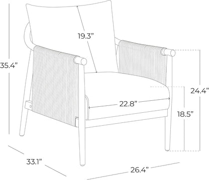Modern Armchair with Solid Wooden Armrest - Canva Home