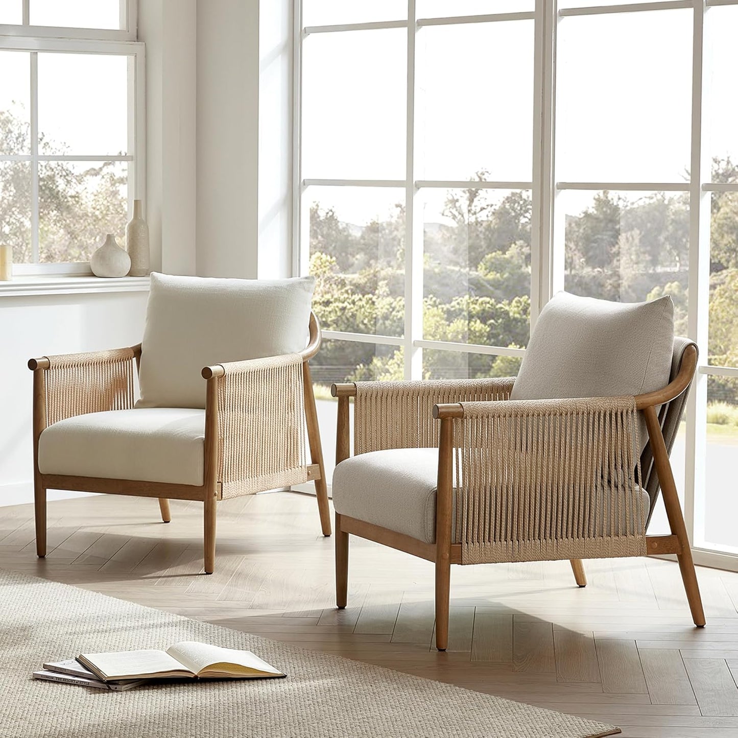 Modern Armchair with Solid Wooden Armrest - Canva Home