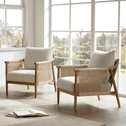 Modern Armchair with Solid Wooden Armrest - Canva Home