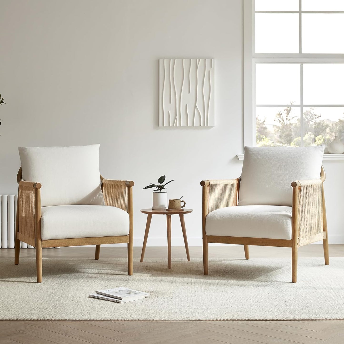 Modern Armchair with Solid Wooden Armrest - Canva Home