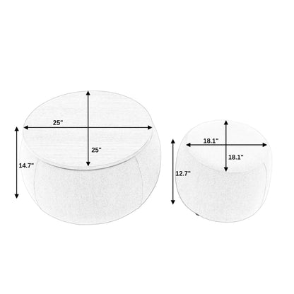 Ara 2pc Round Storage Ottoman Set - Canva Home