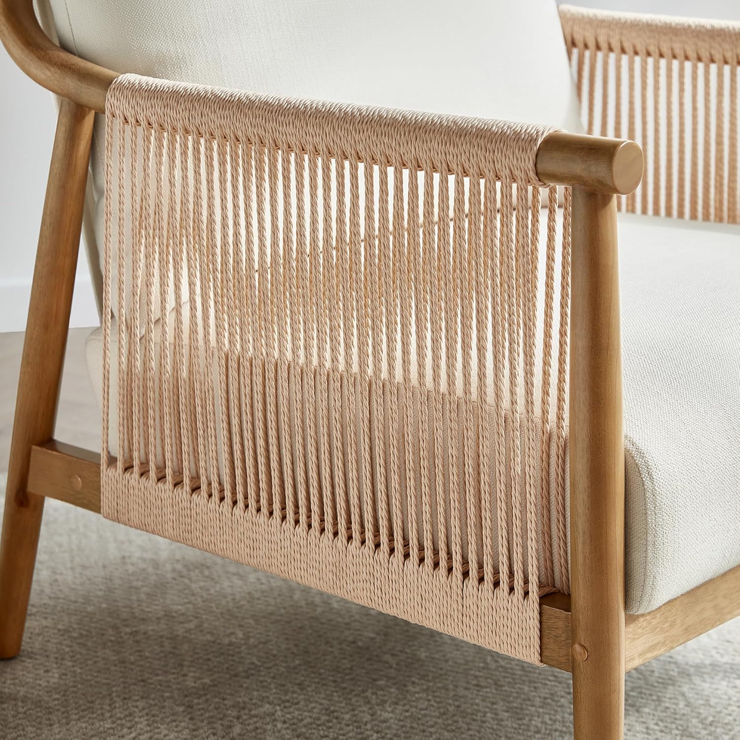 Modern Armchair with Solid Wooden Armrest - Canva Home