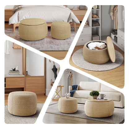 Ara 2pc Round Storage Ottoman Set - Canva Home