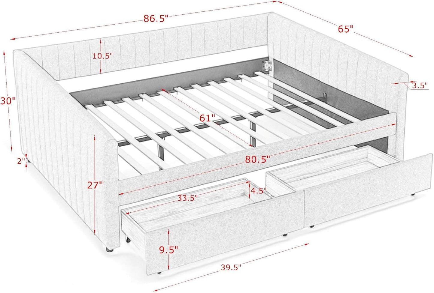 Softsea Queen Size Daybed - Canva Home