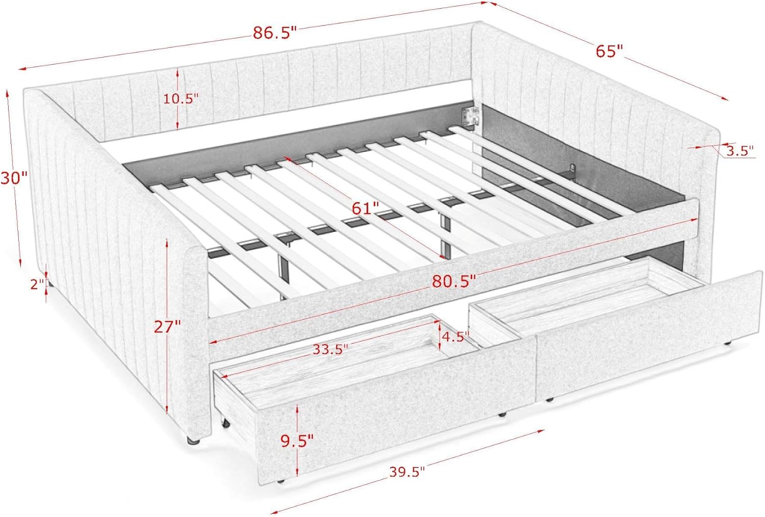 Softsea Queen Size Daybed - Canva Home