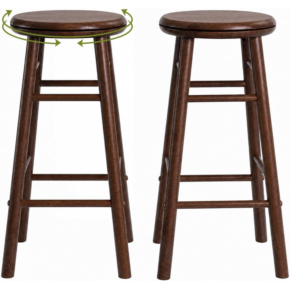 Henrietta 24" Swivel Counter Stools Set of 2 (Walnut Wood)