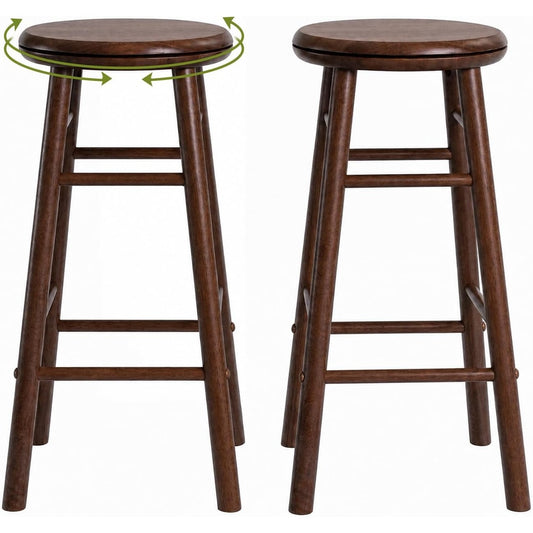 Henrietta 24" Swivel Counter Stools Set of 2 (Walnut Wood)