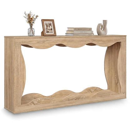 Wilda 63" Wavy Narrow Console Table, 12" Deep Entryway Table, Natural