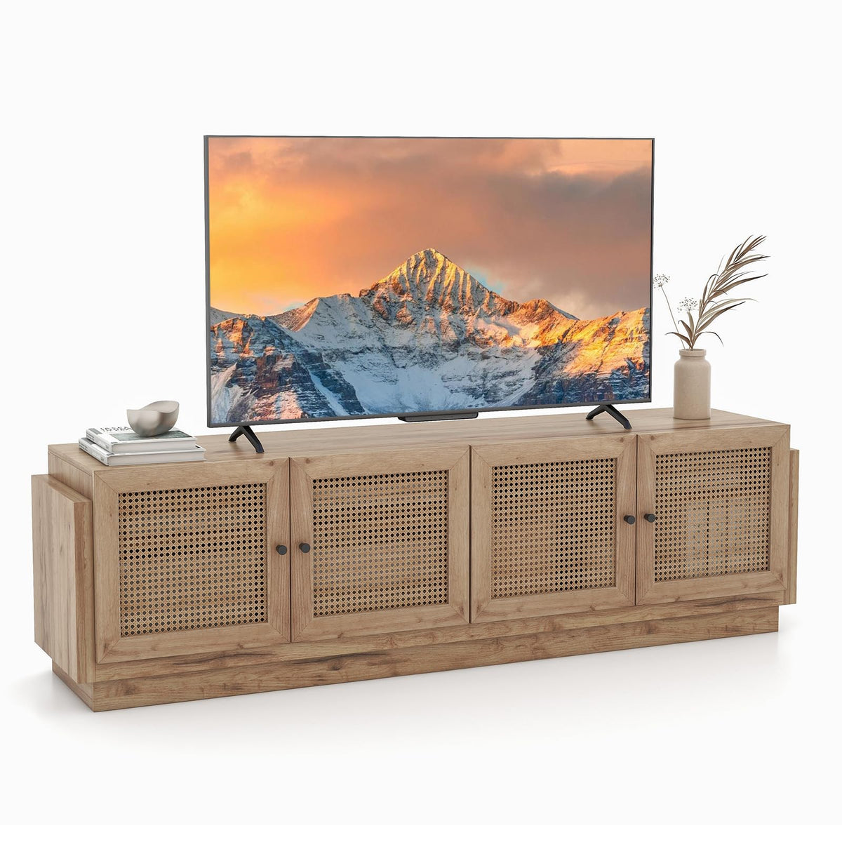 Josephine 70" Farmhouse Rattan TV Stand for TVs up to 75"