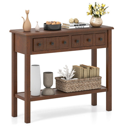 Rosalind Rustic Narrow Console Table with 2 Drawers