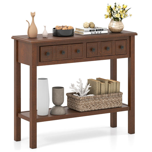 Rosalind Rustic Narrow Console Table with 2 Drawers