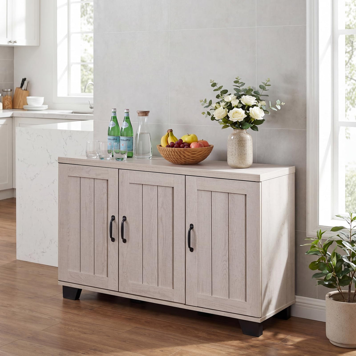 Rosemary 45" Farmhouse Coffee Bar Sideboard with 3 Doors