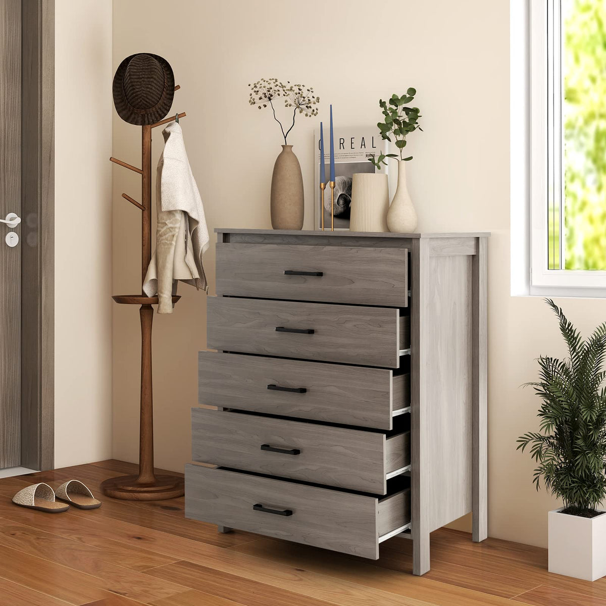 Sabine 5-Drawer Wide Chest Dresser