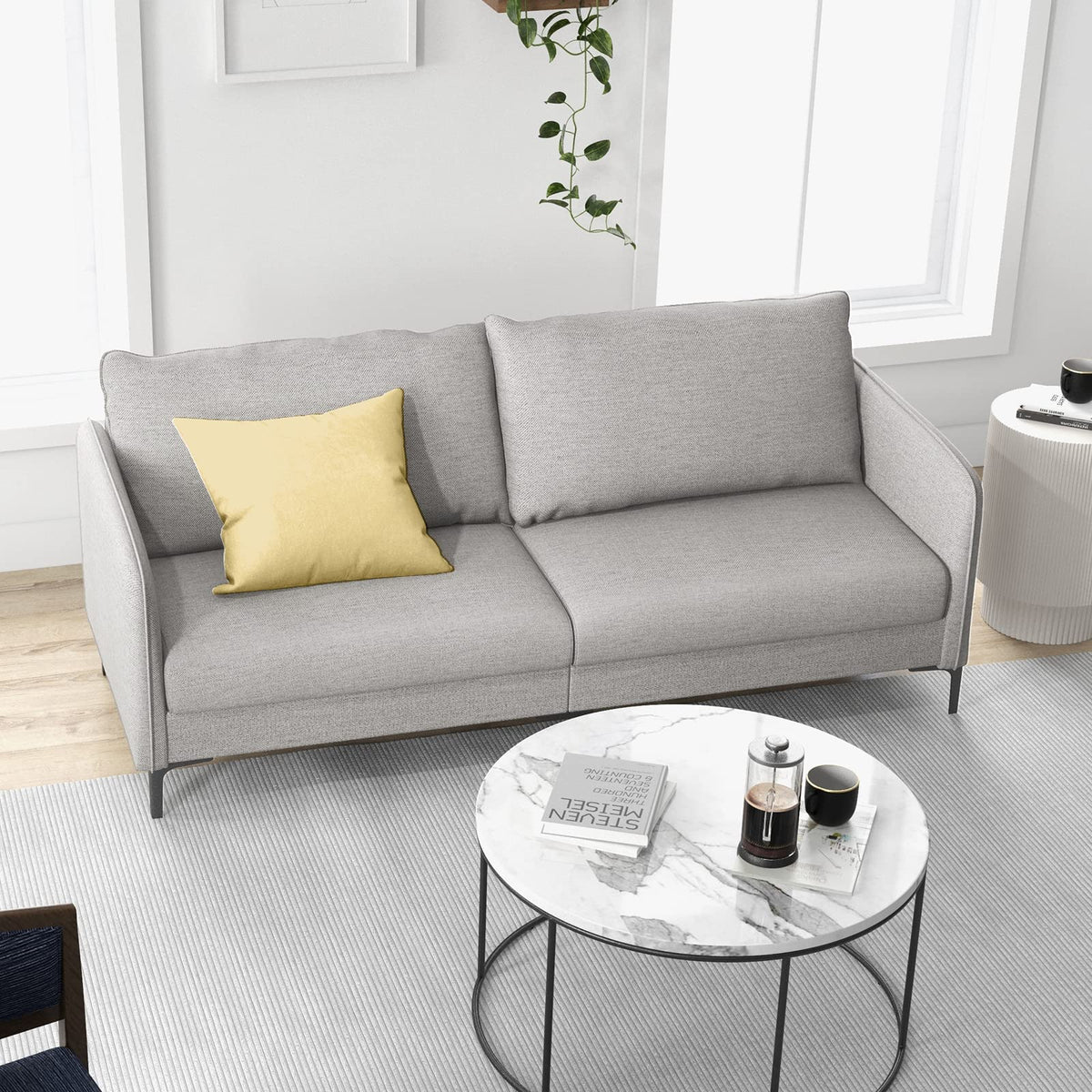 Leonora 76" Modern Gray Sofa with Removable Cushion Covers