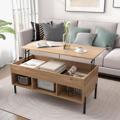 Florence Lift-Top Coffee Table with Hidden Storage and Cubbies