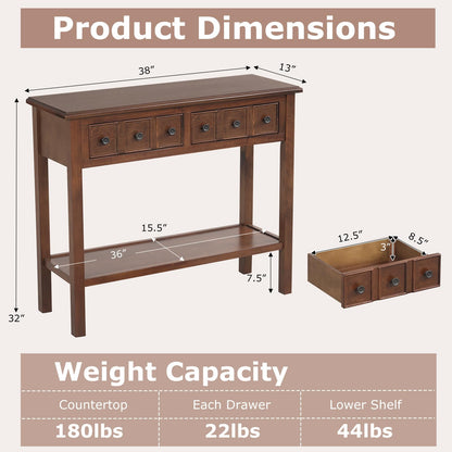 Rosalind Rustic Narrow Console Table with 2 Drawers